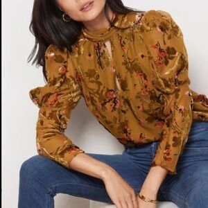 French Connection Guthren Velvet Burnout Top (Evereve) M